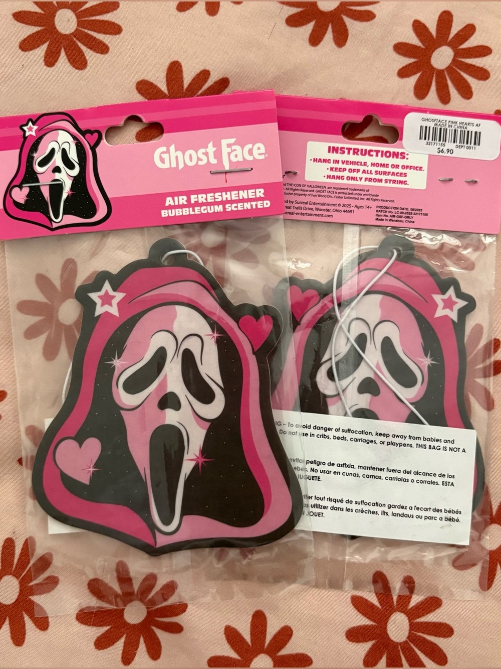 2 Ghostface Pink Bubblegum Scented Air Freshener